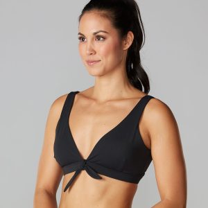 Tie Front Bra EBONY - חזיית פפיון ספורטיבית בצבע שחור - Ebony, XLarge